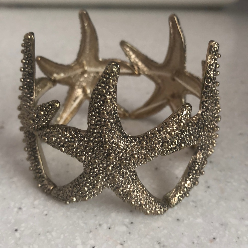 Gold Starfish Bangle Bracelet